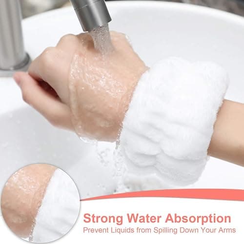 Chuangdi 4 Pairs Wrist Bands for Washing Face Wrist Spa Microfiber Wash Towel Band Scrunchies Absorbent Wristbands Sweatband for Women Prevent Liquid from Spilling(Stylish Colors) thumbnail 2