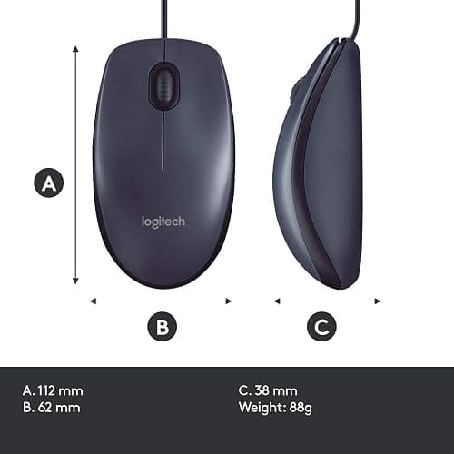 Logitech B100 Wired Mouse for Computer and Laptop, USB Corded Mouse, Right or Left Hand Use - Black thumbnail 8