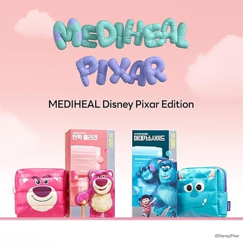 MEDIHEAL Madecassoside Toner Pads [Disney Pixar Edition]-Centella Asiatica to Improve Uneven Skin Tone - Vegan Face Gauze, Full size 100 + Refill 100 (Collagen, 200 pads) - .Collagen_D thumbnail 2
