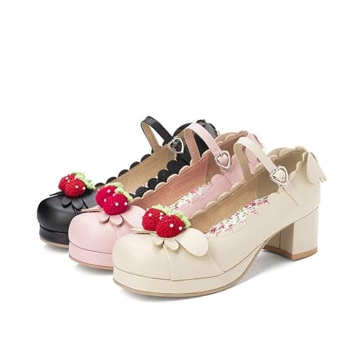 Elyffany Women's Cute Lolita Cosplay Shoes Mid Chunky Heel Mary Jane Pumps thumbnail 7