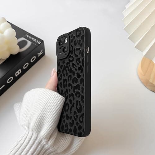 NITITOP Compatible with iPhone 15 Case Cute Vintage Leopard Print Design for Women Girls Men Boys Aesthetic Cheetah Soft TPU Shockproof Protective Anti Scratch Protective Cover - Black | Vintage, Cheetah, Precision camera cutouts, For girl woman, Slim fit, Soft TPU, Anti scratch, Shockproof thumbnail 5