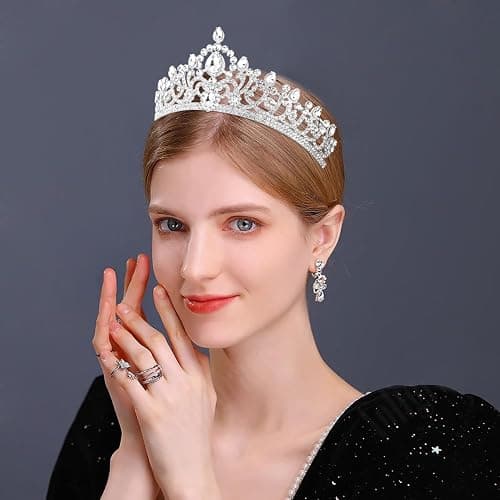 Atoden Silver Crown Tiara Crystal Queen Crown Princess Tiara Rhinestone Headband Headpieces for Women Girls Wedding Hair Accessories for Brides Bridal Prom Birthday Party Pageant Halloween Cosplay thumbnail 2