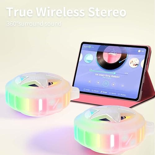 EBODA Bluetooth Shower Speaker, IP67 Waterproof Portable Speakers, Floating, TF Card, Small Outdoor Speaker with LED Light, True Wireless Stereo for Bike, Beach, Paddle Board, Kayak, Pool, Gifts thumbnail 4
