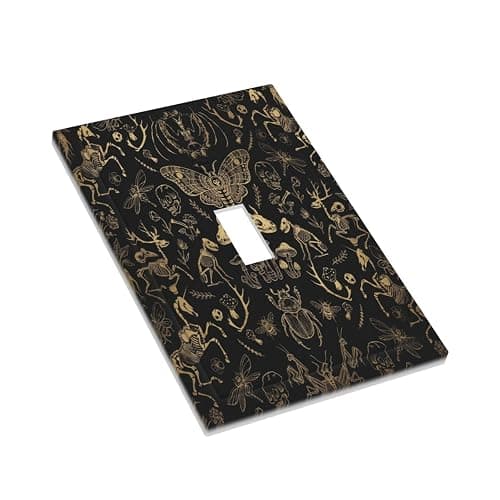 Dark Academia Gothic 1 Gang Light Switch Cover Vintage Witchy Skull Moth Decorative Single Toggle Wall Plates Outlet Covers Faceplates Electrical Switchplate for Retro Home Library Bedroom Decor thumbnail 4