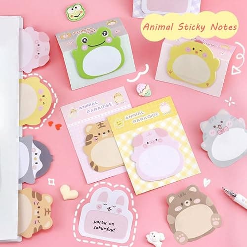 32 Pads Cute Sticky Notes, Animal Sticky Notes Self Adhesive Cartoon Notes Memo Pads Notes Page School Tab for School Office Supplies thumbnail 8