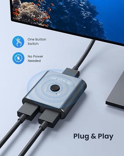 vilcome HDMI Switch 4K@60Hz, Bidirectional HDMI Splitter 2 in 1 Out, Aluminum HDMI Switcher Supports Ultra HD 4K 1080P 3D HDR, Compatible for Fire Stick, PC, Xbox, PS5/4/3, Roke, Blu-Ray Player thumbnail 6