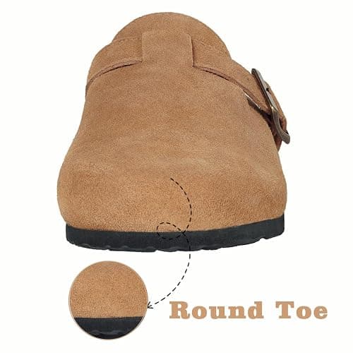 Kids Suede Clogs Boys Girls Cork Footbed Potato Shoes Classic Slip On Leather Mules Children Indoor Outdoor Sandals with Adjustable Buckle thumbnail 3