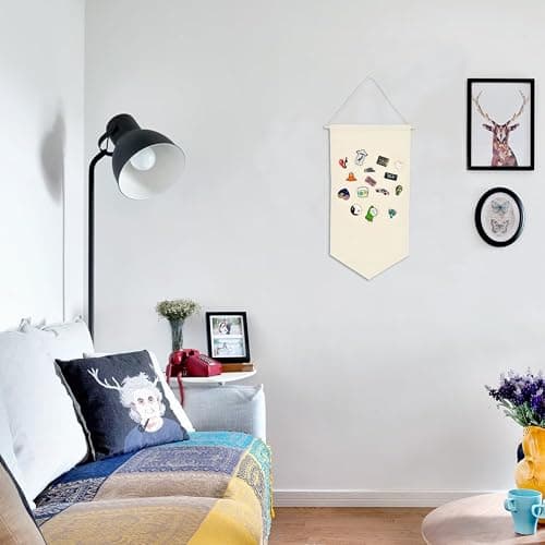 YeeMan Wall Hanging Brooch Jewelry Storage Case Canvas Display Stand Enamel Pin Display Banner Holder Earrings Necklace Glitter Pin Collection Organizer (Burlywood) thumbnail 2