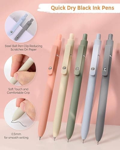 SKYDUE Cute School Supplies 38 PCS, Pencil Case with 12 Pastel Highlighters, 5 Black Gel Pens, Mechanical Pencils, College Essentials Students Stationary Set Pink thumbnail 5