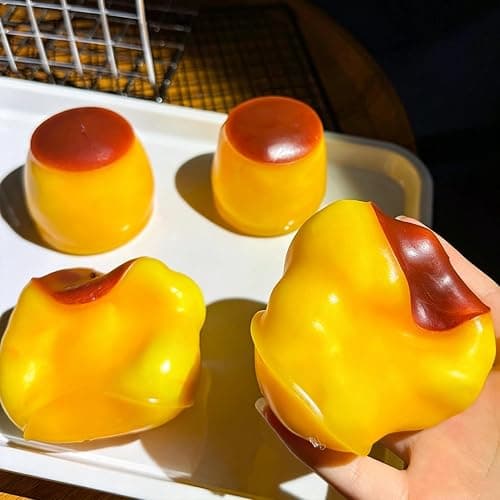 Crunchy Squishy Stress Ball Caramel Pudding Style | Slow Rising Sensory Squeeze Toy Crunchy Bead Filled ASMR Anxiety Relief Relax for Stress Relief Stretchy Desk Toy thumbnail 4