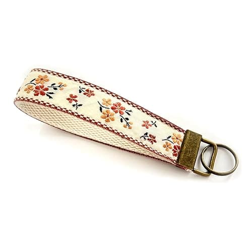 CELOKIY Embroidered Fabric Wristlet Keychain, Wrist Key Chain Women with Metal Hardware - Image 1