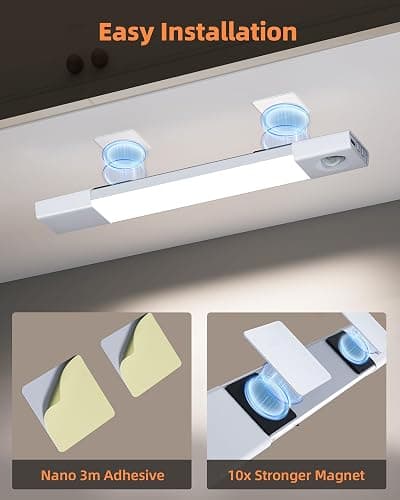 EZVALO Under Cabinet Lighting, Wireless Closet Lights, 50 LED Rechargeable Motion Sensor Light, Dimmable, 3 Color Temperatures, 11.8 inch Counter lights for Kitchen, Pantry, Bedroom, Wardrobe (3 Pack) thumbnail 6