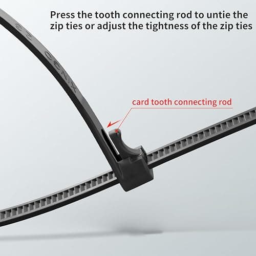 Armpow 16 Inch Recoverable Reusable Zip Ties, 100PCS Black Zip Ties, Outdoor 120 lb. Small Cable Ties, Small Releasable Plastic Ties, Removable Wire Ties for Wire Management Outdoor Patio thumbnail 3