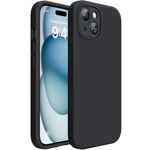 Miracase Compatible with iPhone 15 Case, [Soft Anti-Scratch Microfiber Lining], Liquid Silicone Case Gel Rubber Shockproof Drop Protection Phone Case for iPhone 15 (Black) - Image 1