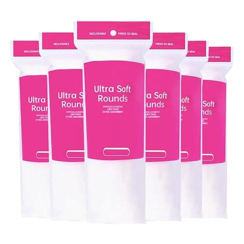 600 PCS Cotton Rounds–100 Count (Pack of 6)-Soft, Absorbent, 100% Pure Cotton Face Pads for Makeup Removal, Skincare, Skin Care and Gentle Facial Cleansing - Lint Free Stitched Pads - Image 1