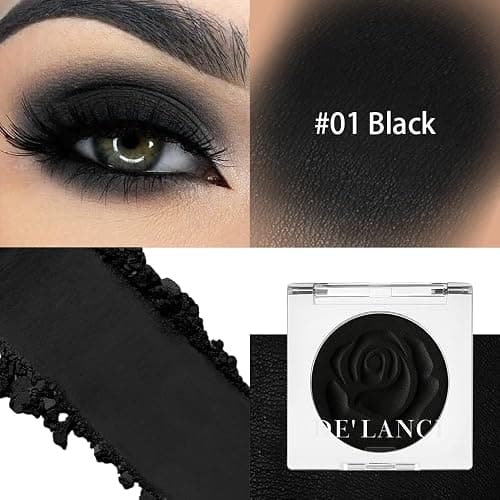 ecofavor Black Matte Eyeshadow Single with Applicator, High Pigment Long-Lasting Waterproof Matte Black Eye Makeup for Smokey Eyeshadow, Eyeliner, Gothic, Dramatic Looks, and Halloween Costume Makeup thumbnail 2