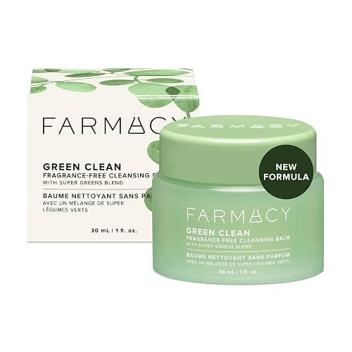 Farmacy Makeup Remover Cleansing Balm - Green Clean Waterproof Makeup Remover + Oil Based Cleanser - Newly Formulated Double Cleanser with Plant Based Waxes + Upcycled Moringa - Fragrance Free (30ml) - Image 1