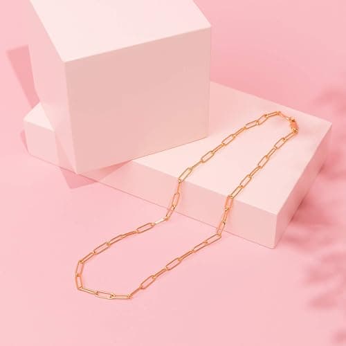 PAVOI 14K Gold Plated Curb Paperclip Box Sphere Bead Snake Herringbone and Figaro Chain Adjustable Necklace thumbnail 5