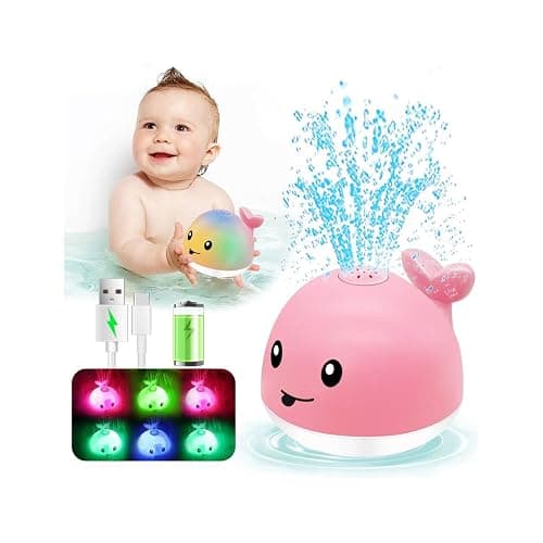 Baby Bath Toys 6-12 Months - Rechargeable Toddla Whale Bath Toys Sprinkler Light Up Pool Bathtub Tub Toys for Toddlers Infants Kids Ages 1-3 2-4 3-5 Spray Water Baby Easter Birthday Shower Gifts - Image 1