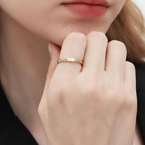 YURZA Gold Initial Rings for Women Non Tarnish Thumb Rings for Teen Girls 14K Gold plated for Women thumbnail 6
