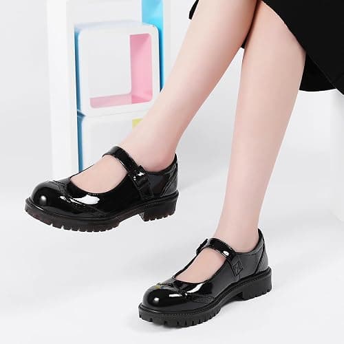 XSE Mary Jane Shoes Women Black Platform Mary Janes for Womens Flats Non Slip Loafers School Office Dressy Casual Work Shoes thumbnail 7