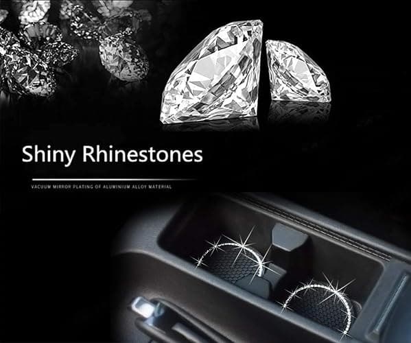 DBlosp Car Cup Holder Coasters, Bling Cup Holder Insert Coaster Car Interior Accessories-2.75 inch Silicone Anti Slip Crystal Rhinestone Car Coaster-Universal (Pack of 2) thumbnail 3