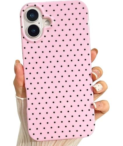 Jmltech for iPhone 16 Plus Case Polka Dot Phone Cases Women Girly Cute Aesthetic Design Trendy Simple Case Slim Shockproof Protective Cover Pink - Image 1