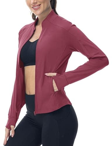 BGOWATU Women's Workout Jacket Lightweight Zip up Running Athletic Jackets with Thumb Holes thumbnail 5