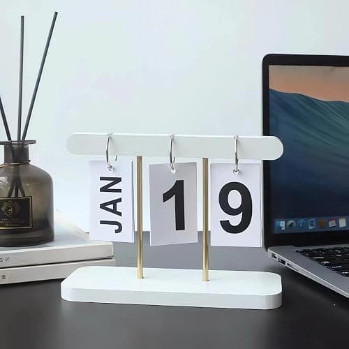 SUPTEC Perpetual Daily Flip Calendar for Desk 2026 Reusable Office Desktop Decor Home Accessories Photography Props (White) thumbnail 5