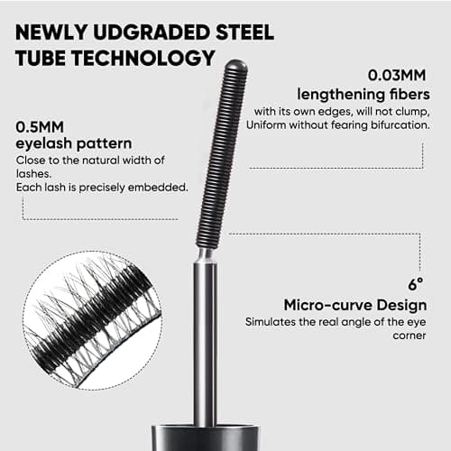 JUDYDOLL 3D Curling Eyelash Iron Mascara -Waterproof, Volumizing and Lengthening, Smudge-Proof, Clump-Free, Ultra Fine, Black & Brown Tubing Mascara, Classic & Upgraded Edition, Suitable for all Types thumbnail 8