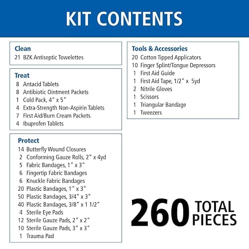 First Aid Only 91248 OSHA-Compliant First Aid Kit, All-Purpose 50-Person Emergency First Aid Kit for Business, Worksite, Home, and Car, 260 Pieces thumbnail 3