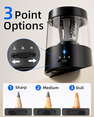 ZMOL Electric Rechargeable Pencil Sharpener, Automatic Pencil Sharpeners Kids, Battery Powered Pencil Sharpeners for Colored Pencils, Auto Stop, Suitable for No.2(6-8mm), Classroom/Home Black thumbnail 3