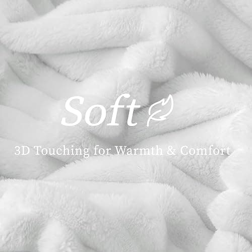 BEDELITE Ribbed Twin Blanket for Couch & Bed, Bright White, 60"x80" | Ultra-Soft Plush Fleece, Cozy, Warm Yet Lightweight, Ribbed Texture, Home Decor, Machine Washable, Giftable, All-Season Use thumbnail 5