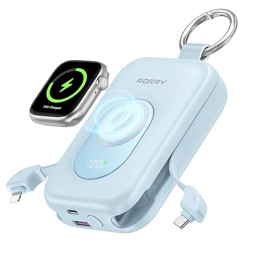 RORRY CharmGo Portable Charger, 20000mAh PD 30W Portable Charger Power Bank | Built-in Cables, Fast Charging Keychain Portable Battery Pack, Travel Essentials for iPhone, Apple Watch, iPad - Image 1