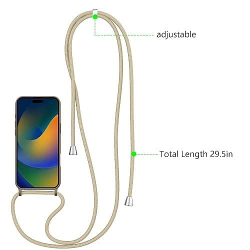 ZTOFERA for iPhone 14 Pro Case with Strap,Crossbody Phone Case with Adjustable Neck Shoulder Lanyard,Soft Silicone Shockproof Protective Phone Cover for iPhone 14 Pro 6.1 inch-Brown thumbnail 3