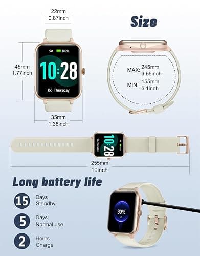 GRV Smart Watch Answer Dial Call,Fitness Watch with Heart Rate Monitor,Step Counter,Sleep Tracker,Sports Fitness Tracker Watch Pedometer Call SMS Notification Smart Watches for Women Men thumbnail 8
