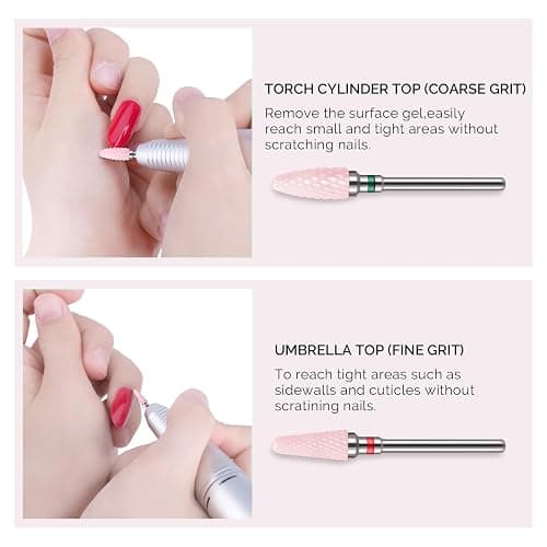MelodySusie Ceramic Nail Drill Bits Set, 3/32'' (2.35mm) Professional Acrylic Nail File Drill Bit for Manicure Pedicure Cuticle Gel Nail Polishing, 5Pcs, Pink thumbnail 5