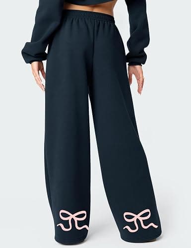 LOMON Wide Leg Sweatpants Women Fleece Sweat Pants Fall Clothes 2025 Teen Girl Baggy Jogger Sweatpant with Pockets thumbnail 2