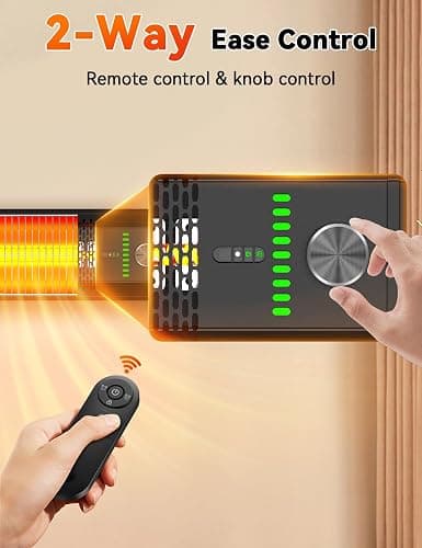 HETRAROOT 1500W Outdoor Heaters for Patio with 9 Heating Levels, IP65 Waterproof, 9H Timer, 25FT Remote Electric Patio Heaters for Outdoor Use, Tip-Over & Overheat Protection for Home, Office, Garage thumbnail 6