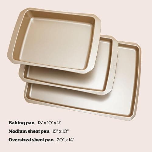 Cravings Bake-Anything 3-Piece Sheet Pan Set, Nonstick Steel Baking Sheets for Pizza, Cake, and Cookie Baking, Oversized, Medium, and Small Pans – Kitchen Essentials by Chrissy Teigen thumbnail 2