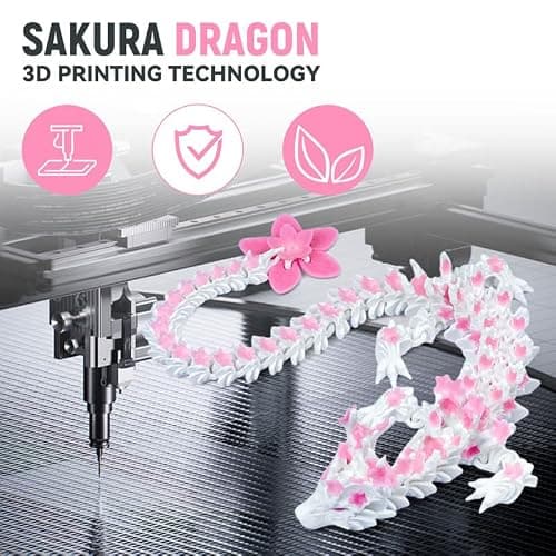 SGYYSG 3D Printed Cherry Blossom Crystal Dragon, 12 Inch Articulated & Magical Movable Dragon Model - Perfect for Display, Collection, and Unique Gift (Pink White) thumbnail 5