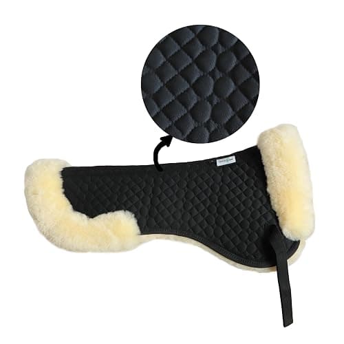 Woolous Sheepskin Half Pad, Thick Lambskin Fleece Wool Lined Half Pad for English Saddle, Shock Absorbing Saddle Pad for Horse Comfort and Back Support thumbnail 4