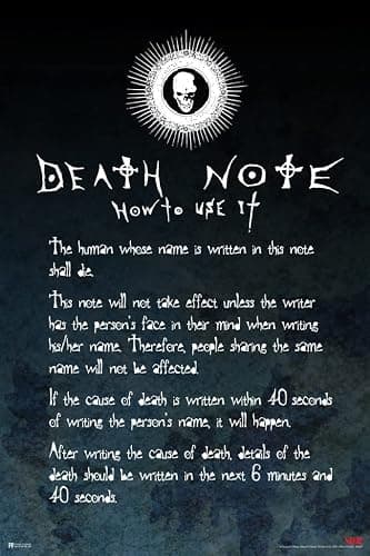 Death Note Poster - Anime Merch for Room Decor, Aesthetic Bedroom & Dorm Decor for Teens & Boys - Manga Series Birthday Gift - Cool Wall Art Print, 12x18 - Image 1
