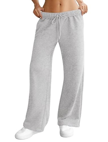 DLOODA Womens Wide Leg Sweatpants Interior Drawstring Baggy Sweat Pants with Pockets Elastic Waisted Lounge Casual Trousers - Image 1