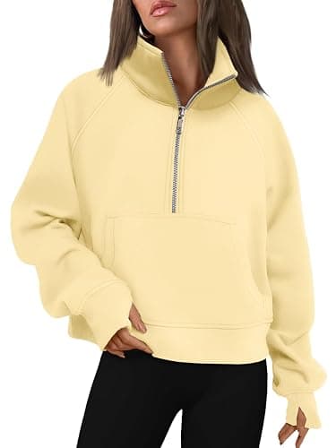 AUTOMET Womens Sweatshirts Half Zip Cropped Pullover Fleece Quarter Zipper Hoodies 2026 Fall Fashion Outfits Clothes - Image 1