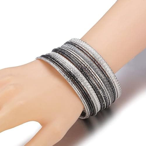 Ensoul Multiple Textured Metal Bracelets & Bangles Set for Women 18Pcs/Set thumbnail 3