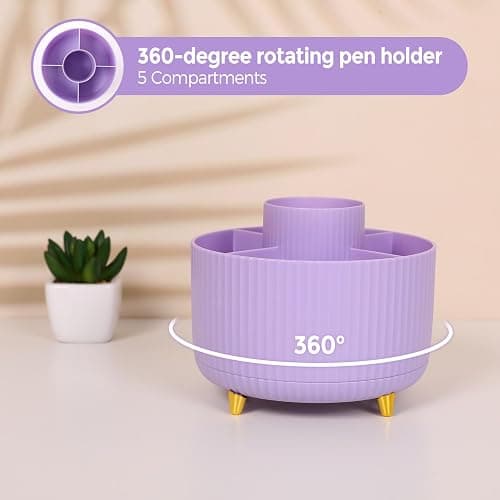 SKYDUE Purple Office Supplies Set, Purple Office Desk Accessories 10PCS, Pencil Holder for Desk, Stapler, Tape Dispenser, Scissors, Ruler, Binder/Paper Clips and 1000pcs Staples,Desk Supplies Set thumbnail 5