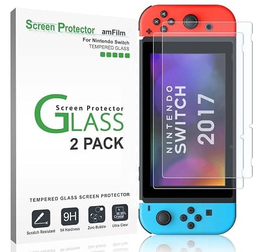 amFilm Tempered Glass Screen Protector for Nintendo Switch 2017 (2-Pack) - Image 1