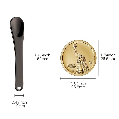 6 Pack Metal Makeup Spatula, Mini Spoon, Beauty Scoop for Facial Cosmetic, Face Mask (Black) thumbnail 6
