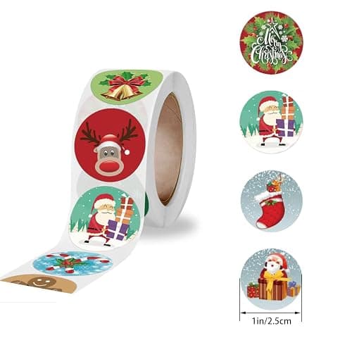 1000 Pcs Christmas Stickers, 2 Rolls 1.0" Christmas Stickers Christmas Tags Gift Labels Stickers Self-Adhesive Christmas Stickers for Kids Presents (Christmas Element) thumbnail 3
